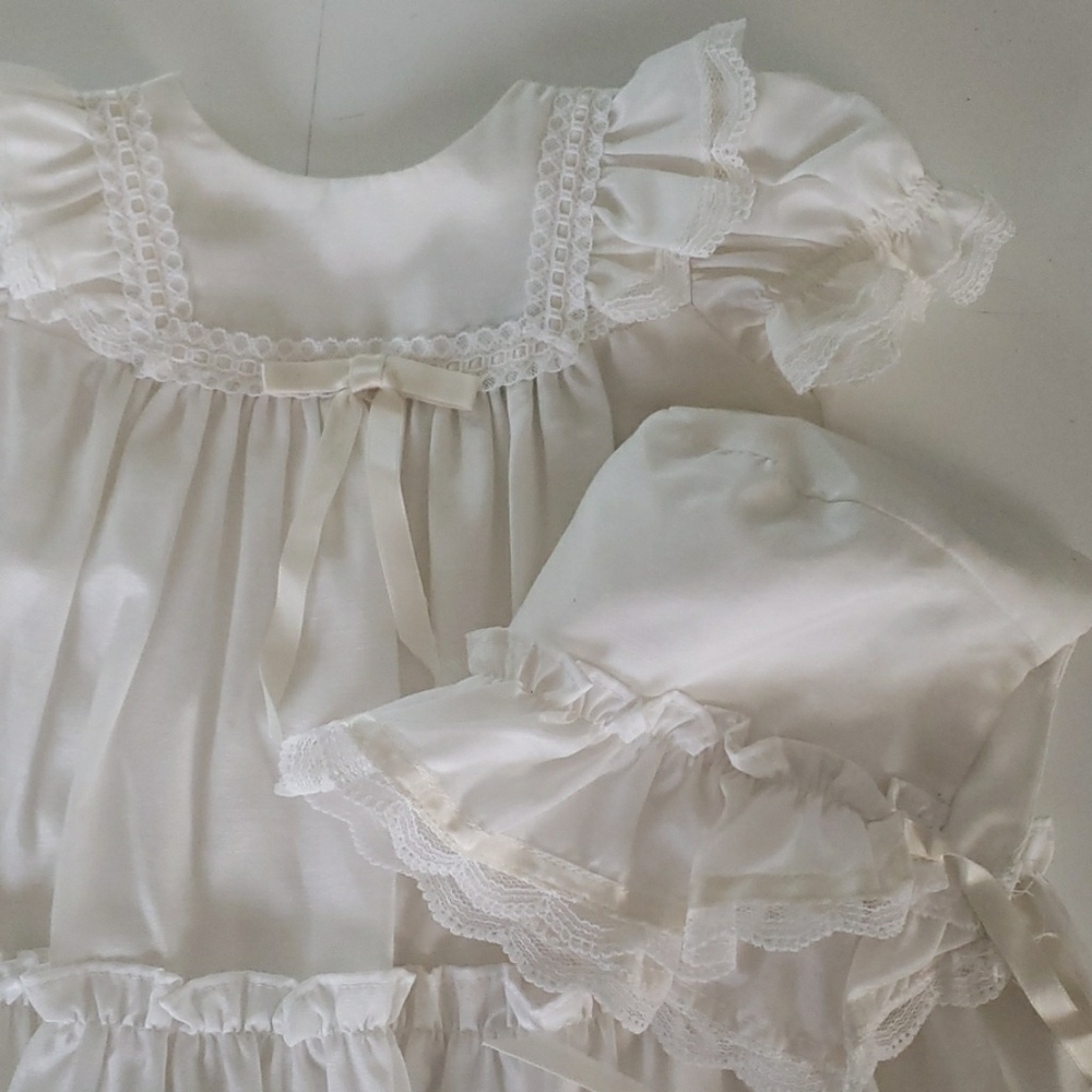 Vintage Baptism or Photography Gown with Bonnet
